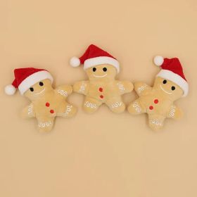 3pcs Plush Gingerbread for Man Cat & Dog - Soft Fabric Toys with Santa Hats, Battery-Free Interactive Play