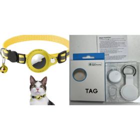 Reflective Collar Waterproof Holder Case For Airtag Air Tag Airtags Protective Cover Cat Dog Kitten Puppy Nylon Collar (Option: Yellow set1)