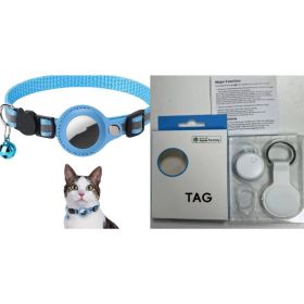 Reflective Collar Waterproof Holder Case For Airtag Air Tag Airtags Protective Cover Cat Dog Kitten Puppy Nylon Collar (Option: Sky Blue set1)