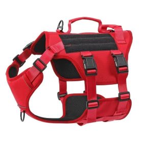 Heat-resistant Durable Nylon Tactical Service Dog Harness, Adjustable No-pull Reflective Vest With Dual Handles For Large Dogs (Option: Red-XL)