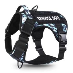 Tactical Pet Chest Service Dog Harness Vest Adjustable Reflective Dog Harness Metal Buckle Hiking Training (Option: Black camouflage-S)