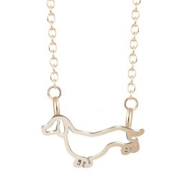 Hollow Animal Dog Necklace Dachshund Pendant Women's (Color: Gold)