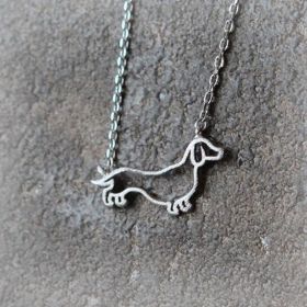 Hollow Animal Dog Necklace Dachshund Pendant Women's (Color: Silver)