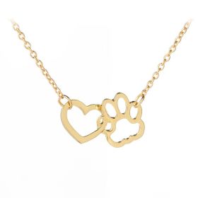 European And American Fashion Love Dog Paw Stitching Pendant Necklace (Color: Gold)